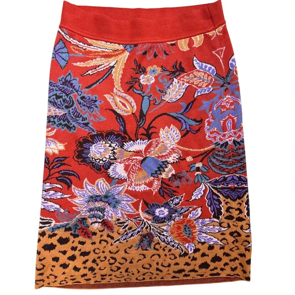 Maeve Anthropologie Delphinia Leopard Knit Pencil Skirt Women's Large